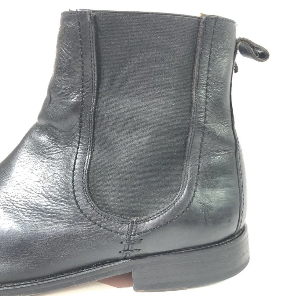 Frye Men's Black Leather Chelsea Boots Pull Tab